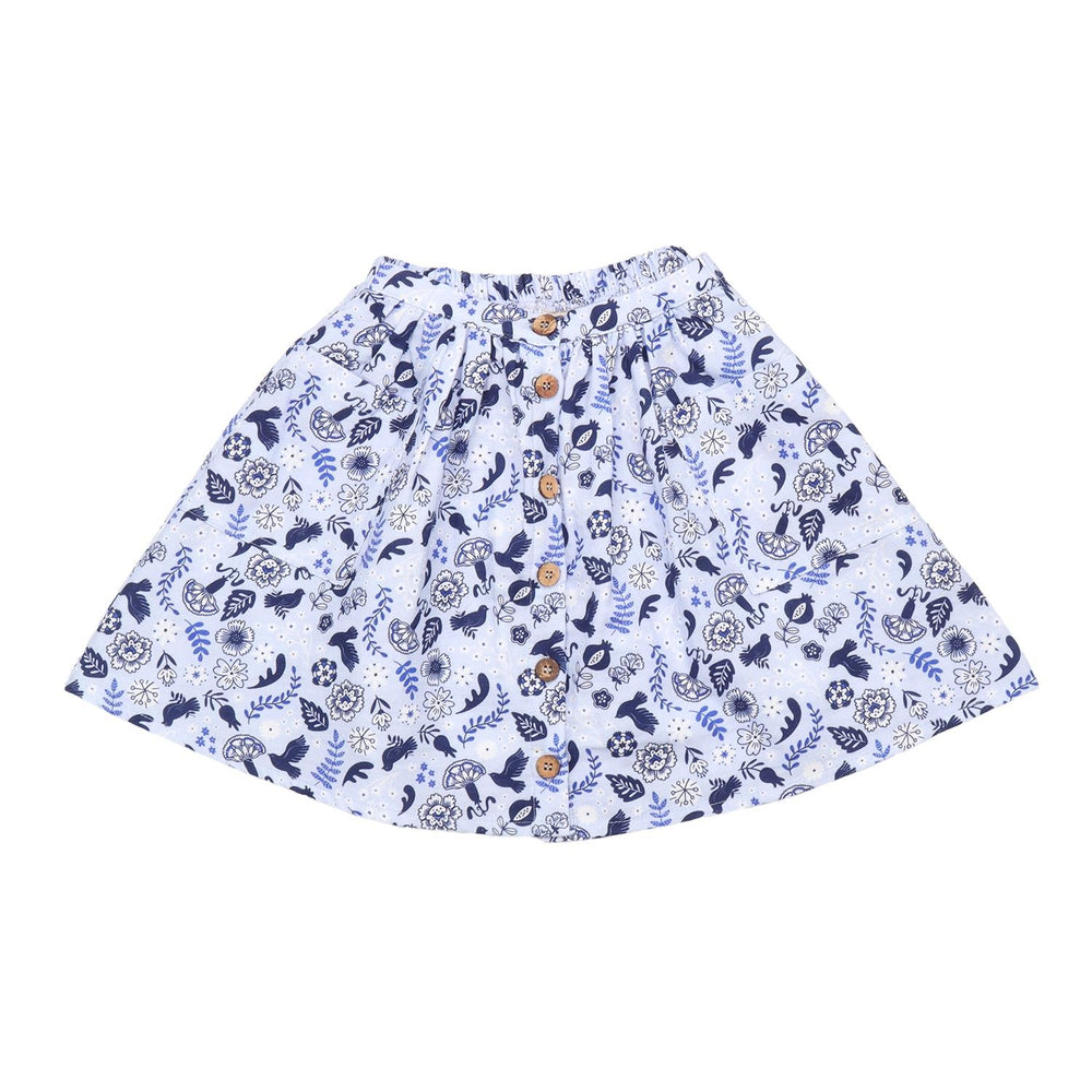 Blue Birds and Flowers-Skirt
