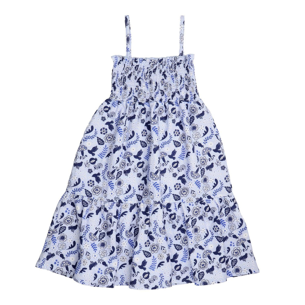 Blue Birds and Flowers-Strap Dress