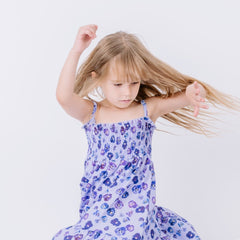 Purple Violas-Strap Dress