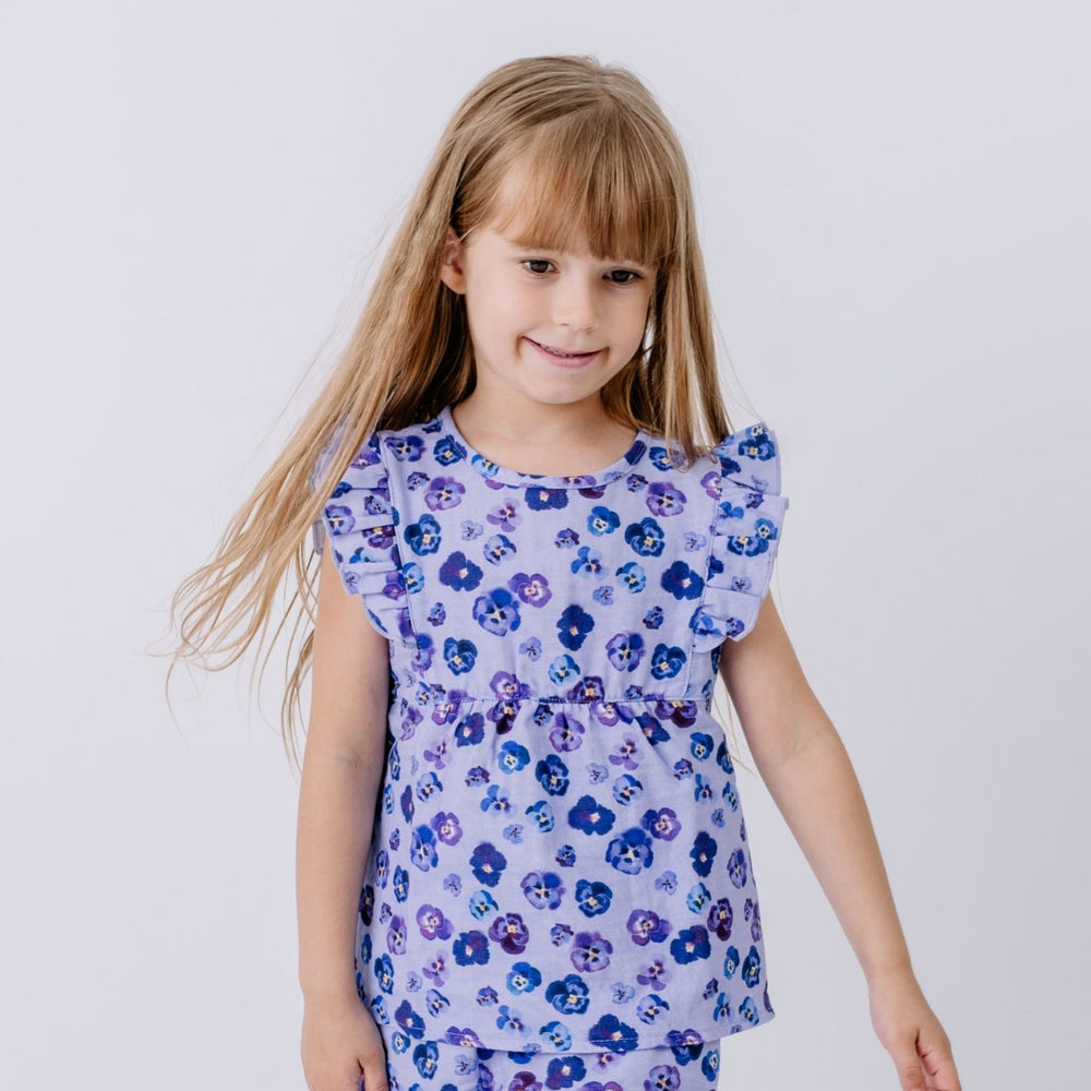 Purple Violas-Blouse Top