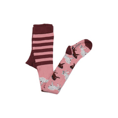 Children's tights made of 100% organic cotton - pink design with horse motifs