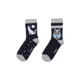 2 pairs of organic cotton socks with wolf and star pattern – sustainable, comfortable and skin-friendly