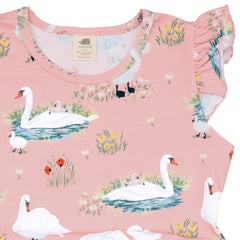 Swans in Spring-Ruffle Dress