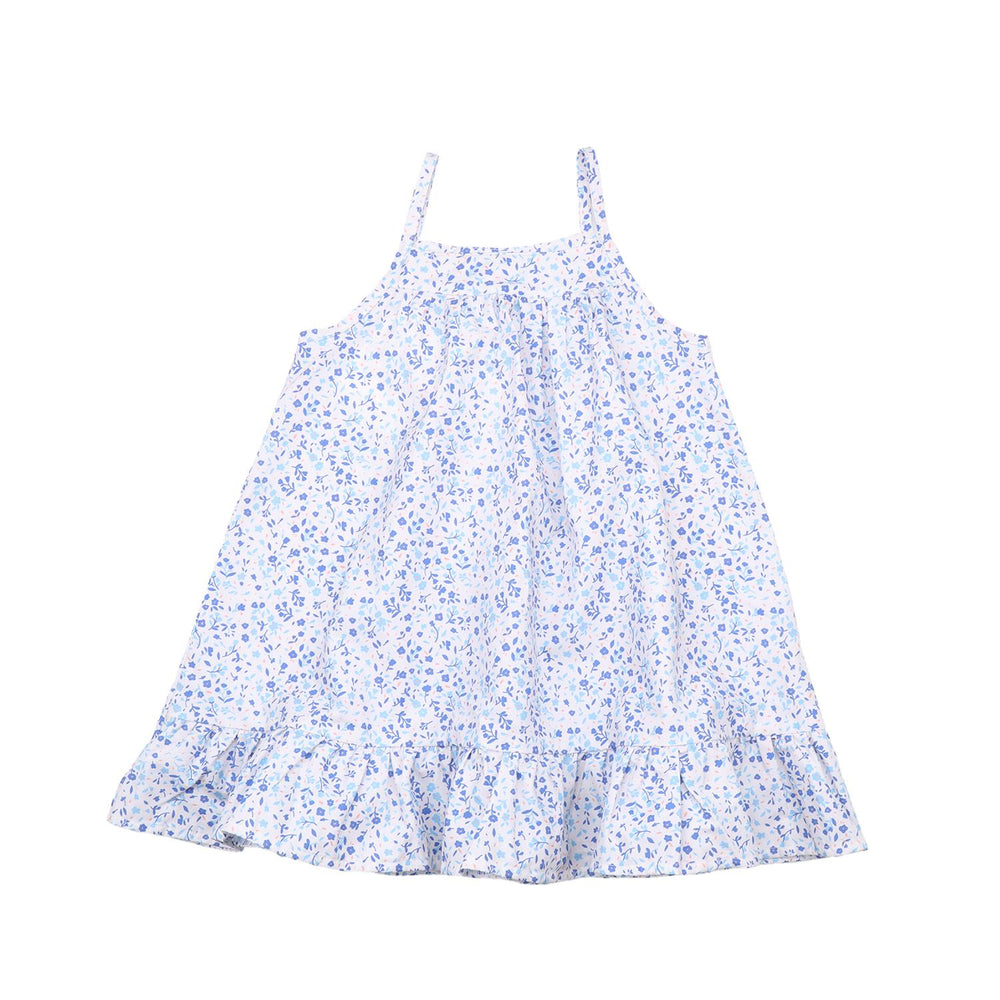 Blue Flowers-Strap Dress