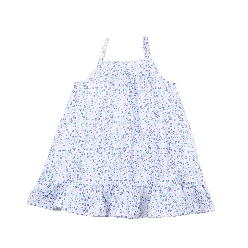 Blue Flowers-Strap Dress