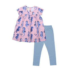 Short-sleeved dress made of cotton (organic)