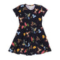Hummingbirds Around Flowers-Flared Dress