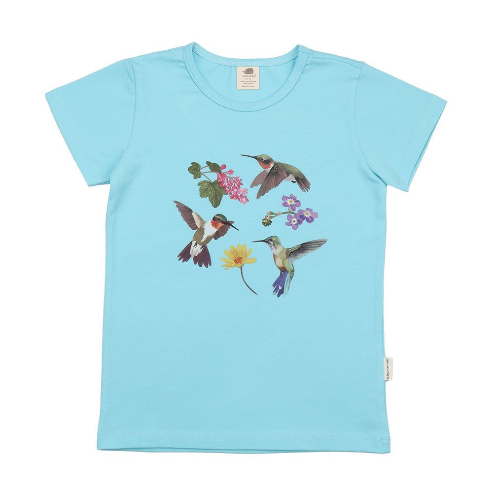 Hummingbirds Around Flowers-T-Shirt