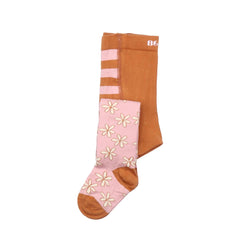 Organic Cotton Tights for Kids – Skin-Friendly, Comfortable and With Floral Pattern in Pink and Brown