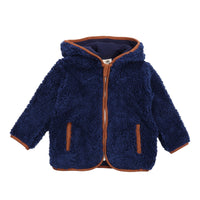 Navy Fleece-Fleece Hooded Jacket